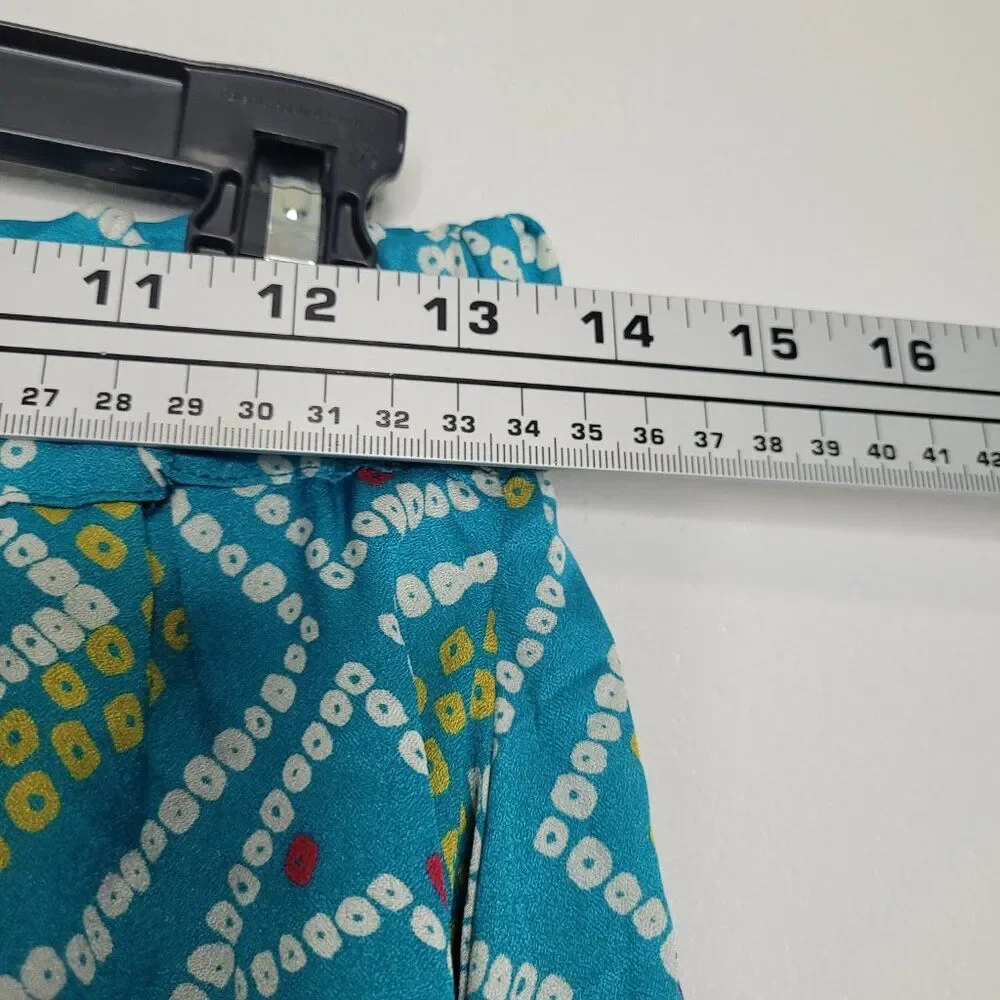 Earthbound teal dot geometric fairy asymmetrical pull on midi skirt size large